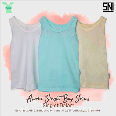 3 PCS ARUCHI Singlet Kutung Kaos Dalam Bayi BAJU BAYI NEWBORN Ukuran NB S M L SNI-2