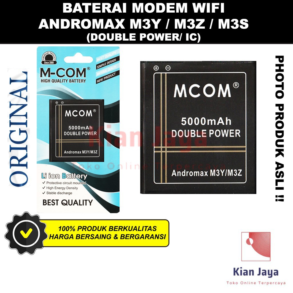 MCOM Baterai Modem Wifi Andromax M3Y M3Z M3S Double Power Batre Batrai Battery Ori