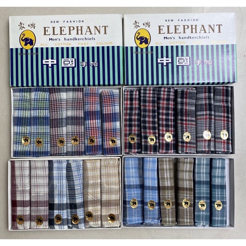 1KOTAK/6pcs Sapu Tangan Gajah Pria 1pack/bungkus(isi 6pcs) SAPU TANGAN MULTIFUNGSI BAHAN 100% KATUN SERAP AIR HARGA TERMURAH lusiN