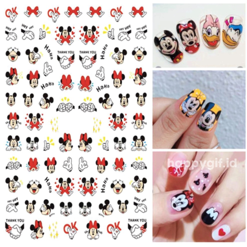 Mickey Minnie Stiker Kuku Stitch Winnie Donald Nail Art Sticker KU032