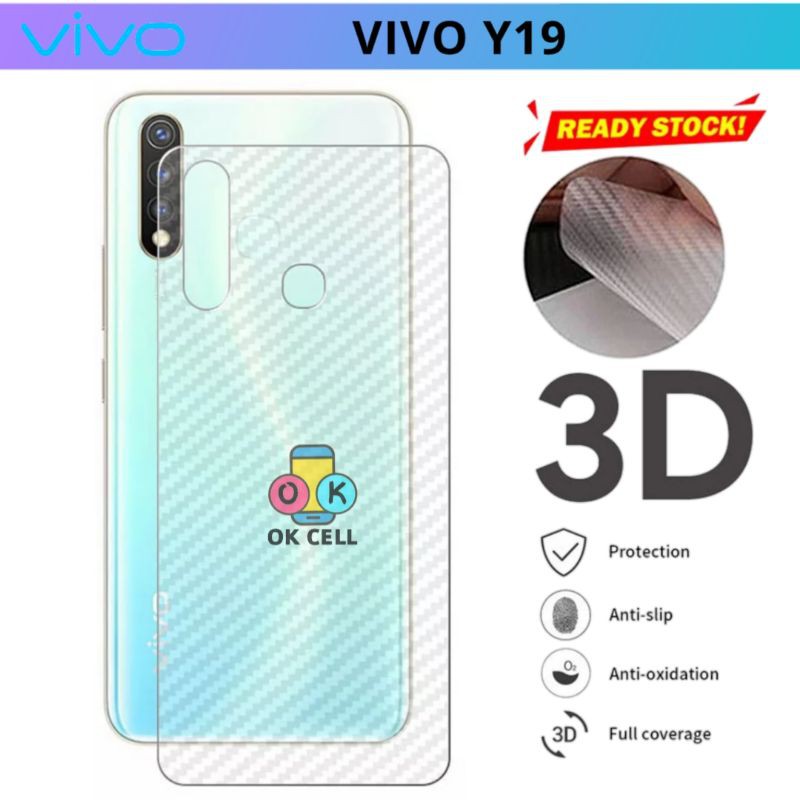 Skin Carbon 3D Vivo Y19 Sticker Karbon Fiber Back Cover Film Anti Gores Belakang Premium