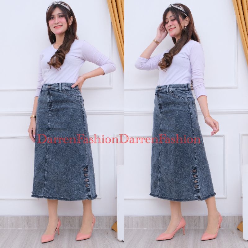 Amelia Skirt 7/9 Jeans Stretch . Rok Jeans Amelia . Rok Jeans Span Stretch Import Jeans