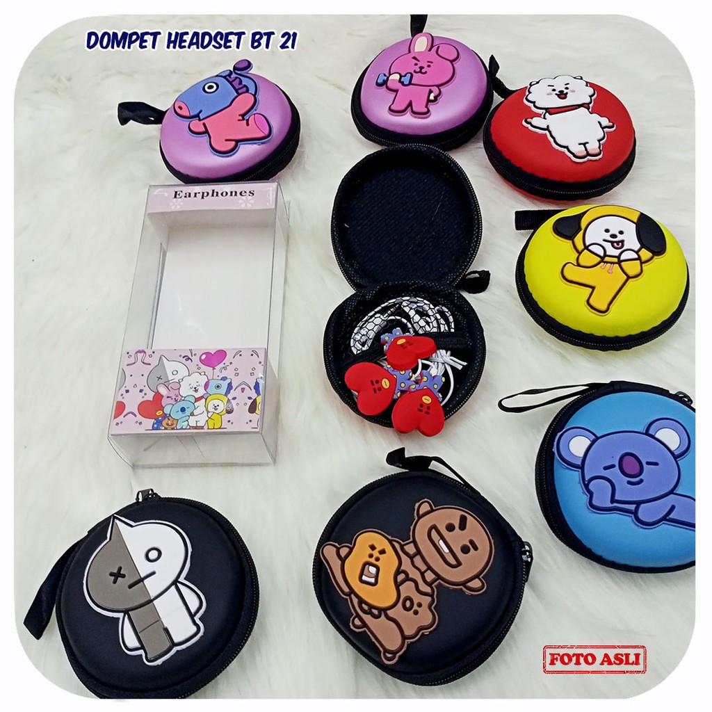 Headphone in Earphone Earplug Headset Kartun  Dompet Headset