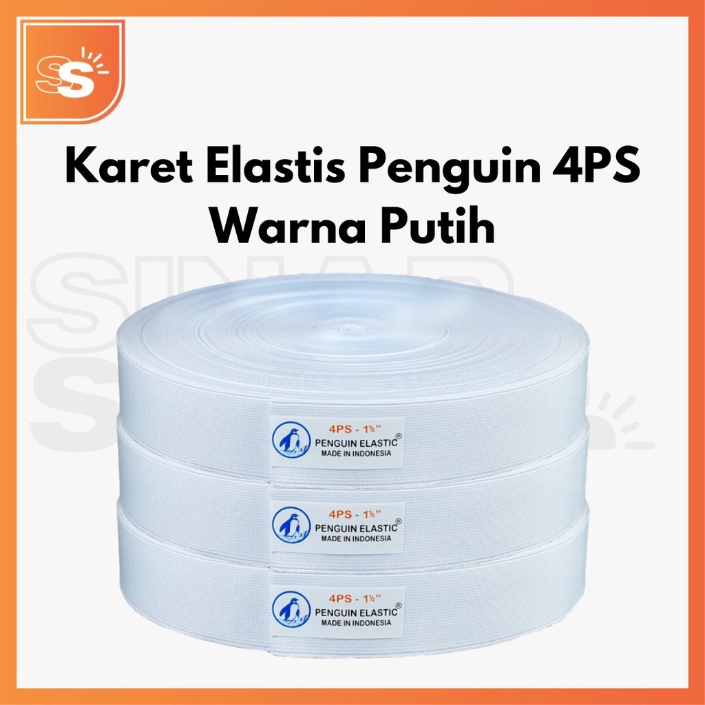 Karet Elastis Penguin 4PS Ukuran 4cm Warna Putih