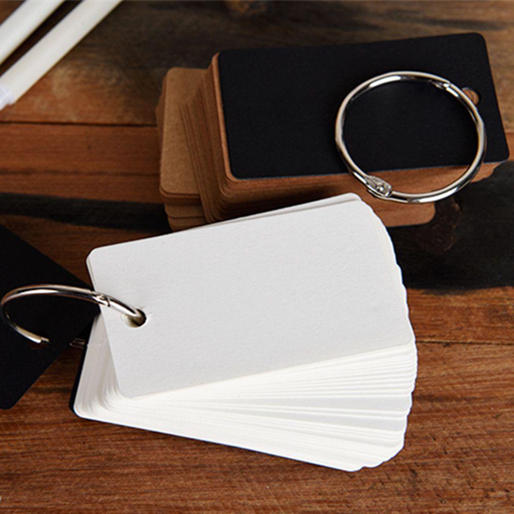 Rebuy Flash Cards Aksesoris Kantor Penutup Hitam Lis Baru Kosong Easy Flip DIY Kertas Kraft 100halaman Memo