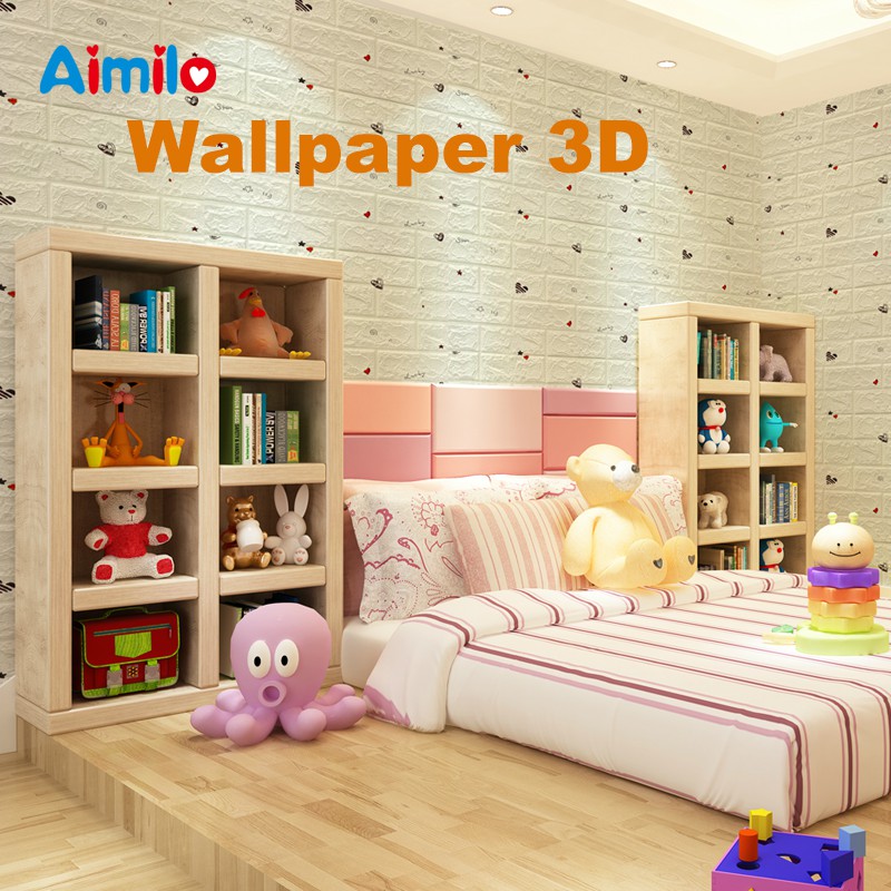 (Aimilo)  Wallpaper Dinding 3D Foam Motif Batu Bata Dekorasi Dinding Kamar Murah Ukuran 70 x 77 CM-5