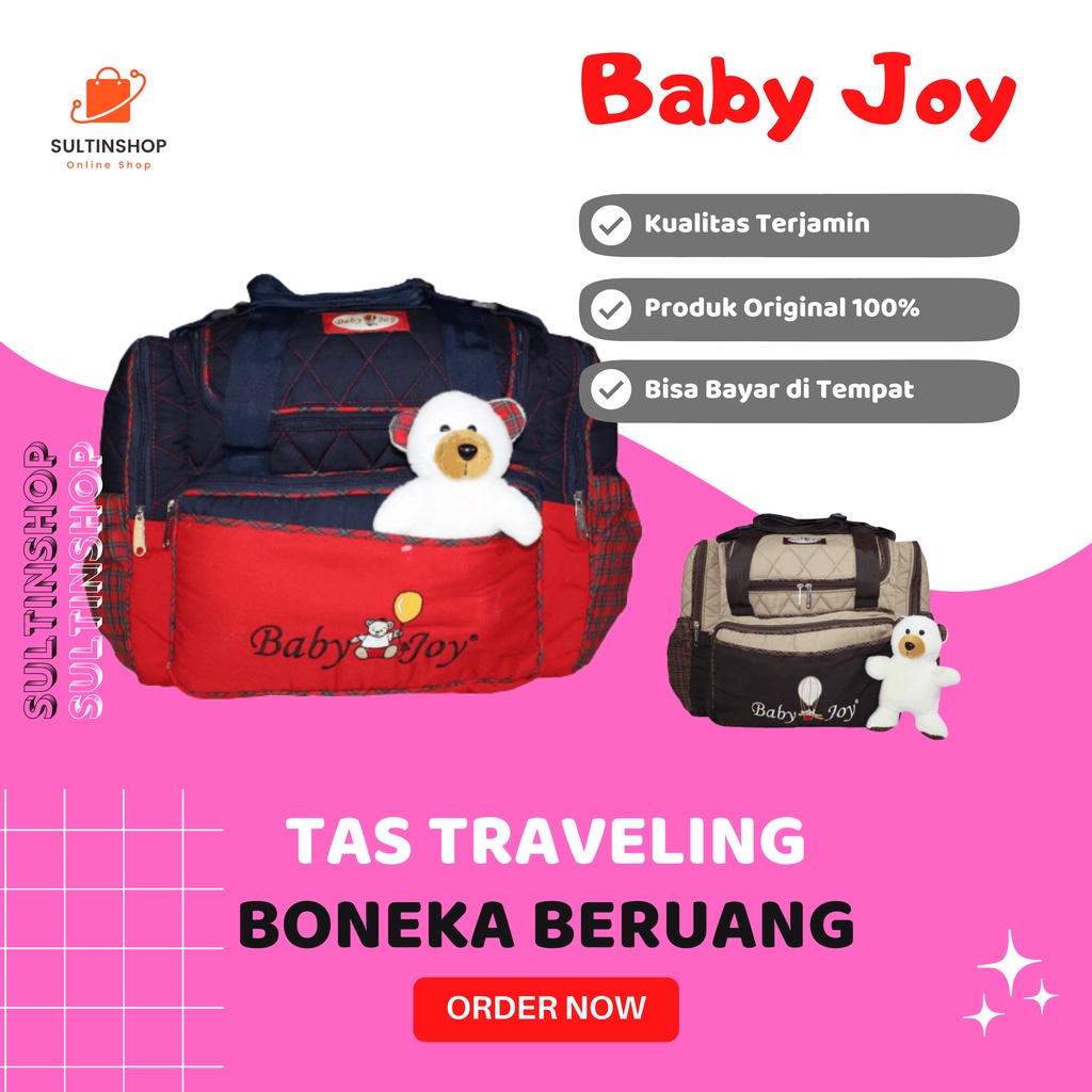 Tas Selempang Jinjing Perlengkapan Travelling Anak Bayi Baby Joy Besar + Boneka Beruang Untuk Wadah 