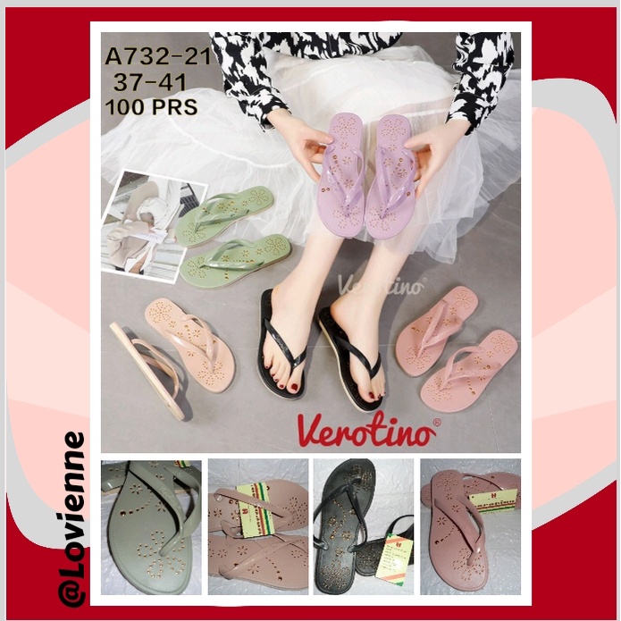 Sendal Jepit Wanita Sandal Teplek Motif Tapak Gold Sandal Verotino A732-21