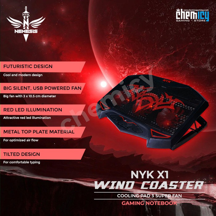 NYK X1 Wind Coaster Gaming Cooling Pad Laptop 3 Fan