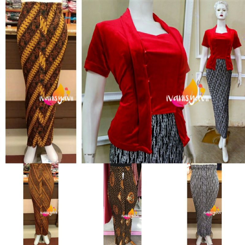 Set Kebaya + Rok / Kebaya Bludru Kutubaru Lengan Pendek