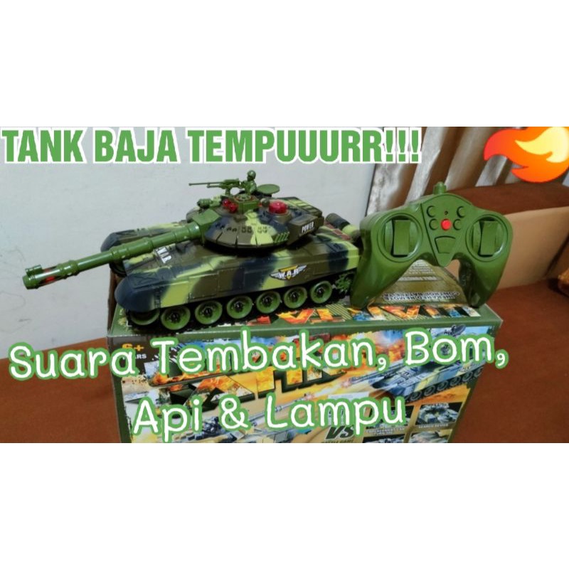 Mainan RC Tank Baja Perang. Tank War (Harga sudah termasuk Baterai Remote 2 Buah)