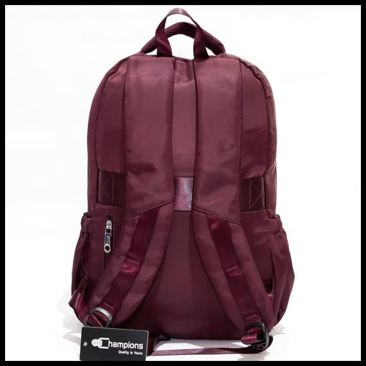 NEW STOCK TAS RANSEL WANITA IMPORT BESAR 2 RUANG NYLON SLIP KOPER CHAMPIONS 298 PRODUK LARIS
