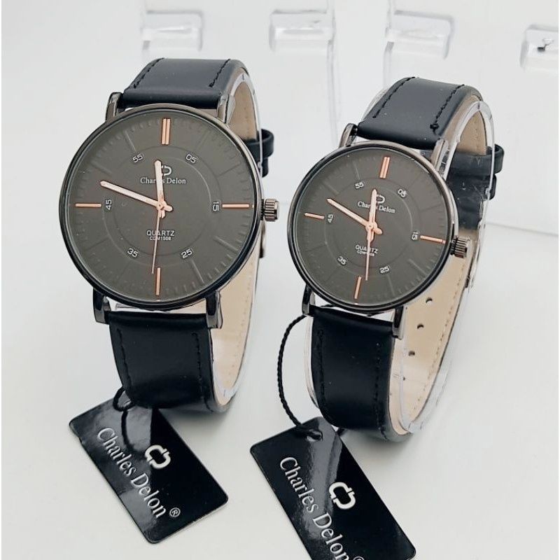 JAM TANGAN COUPLE CHARLES DELON STRAP KULIT