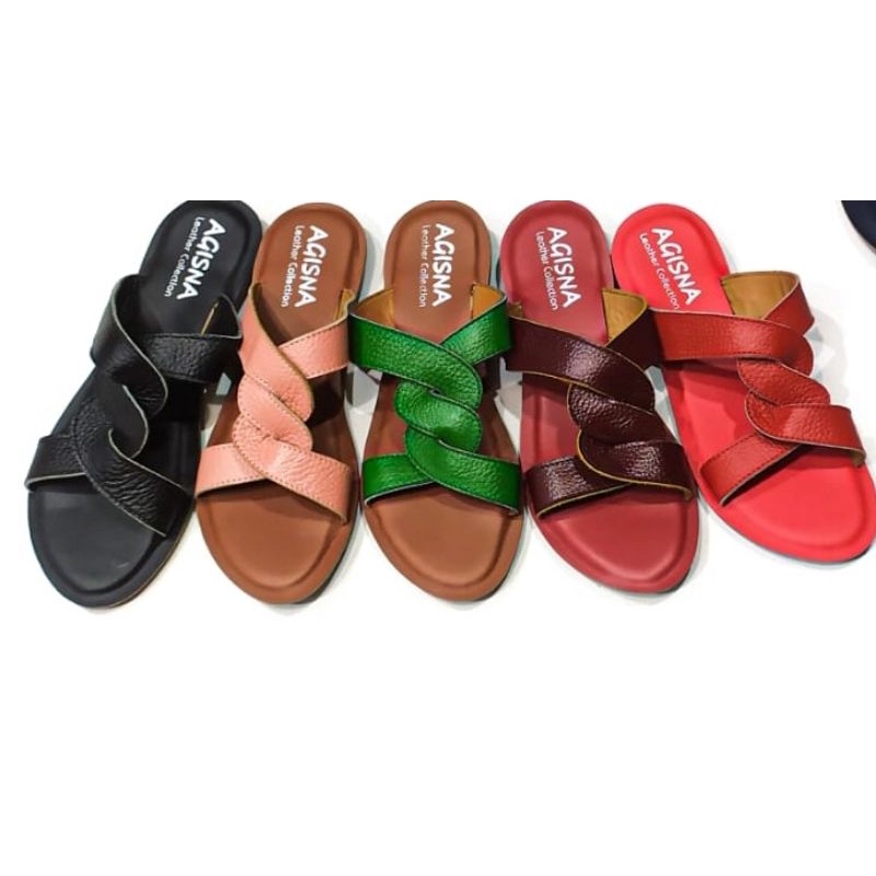 sandal kulit sapi teplek model lilit asli Sukaregang garut