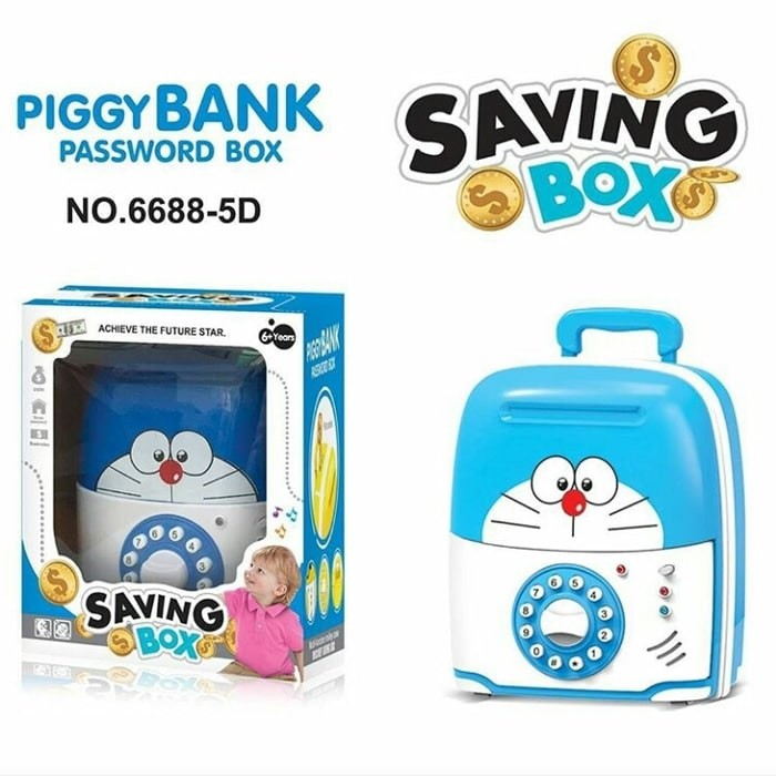 Mainan Anak - Saving Box Doraemon Bank Brankas Celengan ATM Money Duit