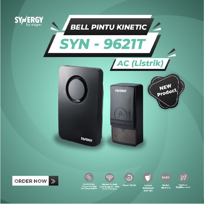 Bel Pintu/DoorBell Wireless SYNERGY Tanpa Baterai SYN-9621 AC LISTRIK