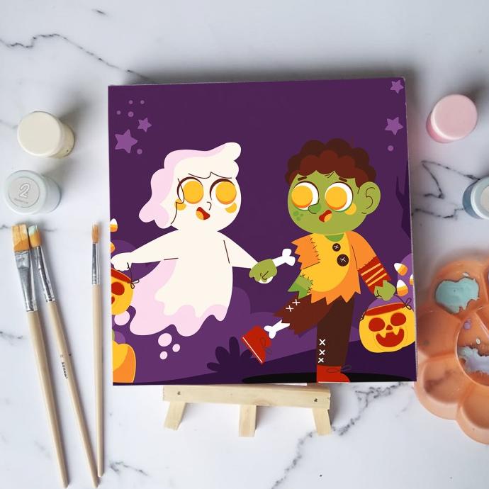 

Paint by number Halloween Zombi diy painting canvas 20x20 alat lukis