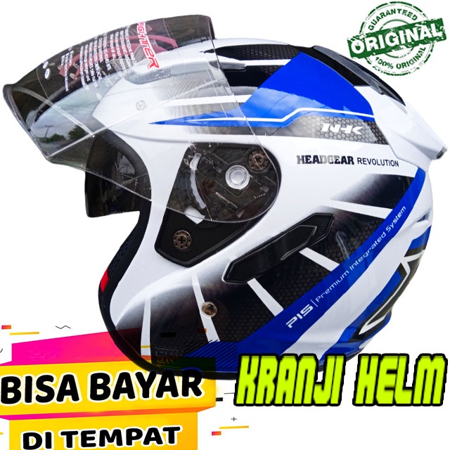 Helm / Helm half face / Helm nhk r1 octarium white blue terlaris