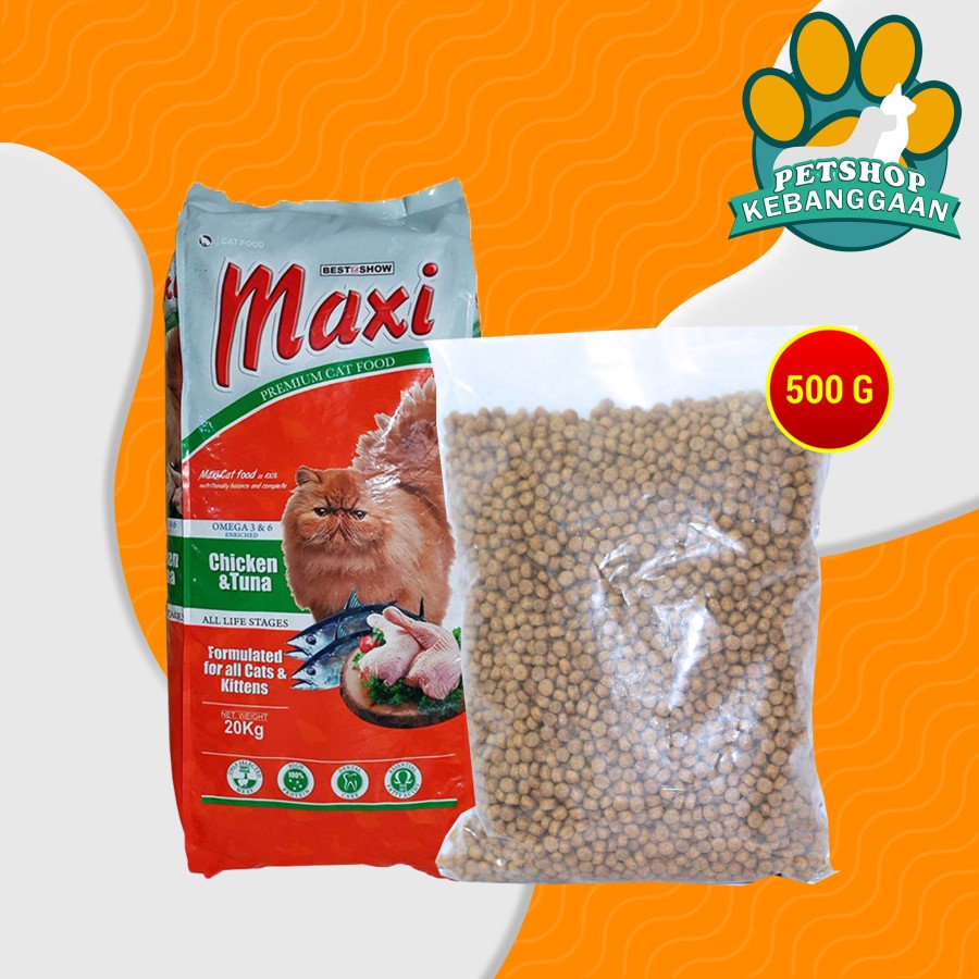 Makanan Kucing Dewasa Murah Maxi Cat Food Repacking 500g