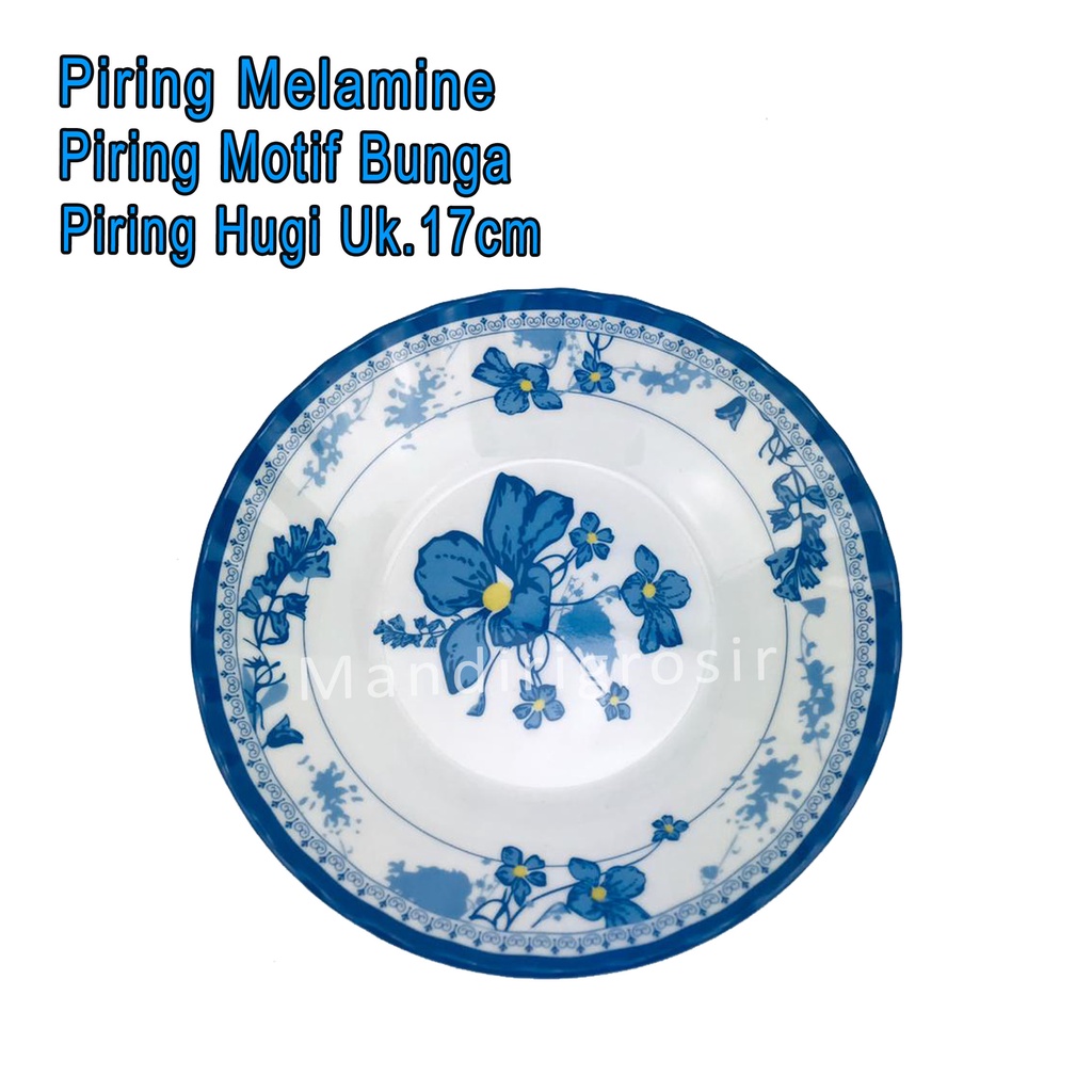 Piring Hugi Serbaguna *Piring Melamine * Piring Motif Bunga * Uk.17x17cm