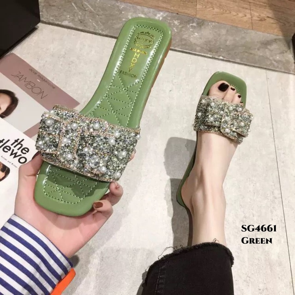 RESTOCK WYN SANDAL RIBBON FULL DIAMOND FASHION KOREA SG4661