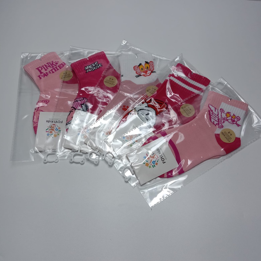 TOKO KL | KAOS KAKI ANAK PEREMPUAN USIA 4-8 TAHUN  WARNA PINK MOTIF KARAKTER KWALITAS IMPORT