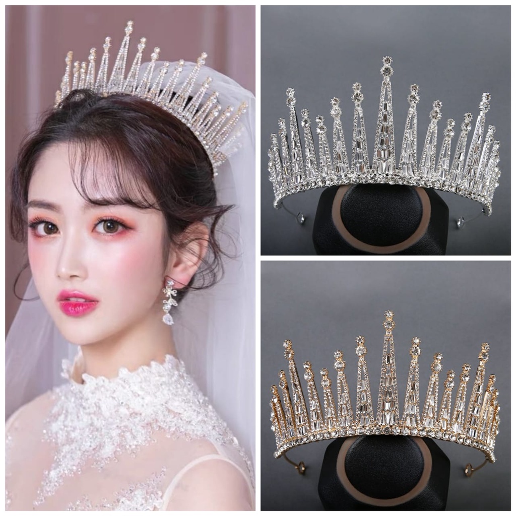 Khalifa Crown - Tiara Mahkota Pengantin Gold &amp; Silver - Wedding Bridal Korea