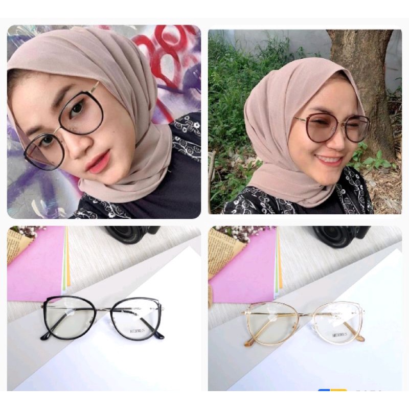 Kacamata Antiradiasi Wanita Model Oval/Kacamata Frame+lensa Minus Silinder Plus