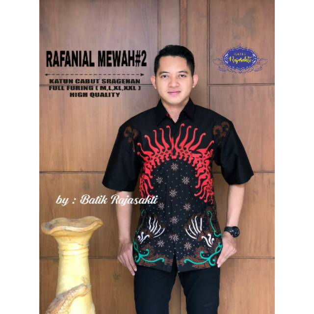 Batik Solo RAFANIAL MEWAH Kemeja Pria Katun Cabut Sragenan Full Furing