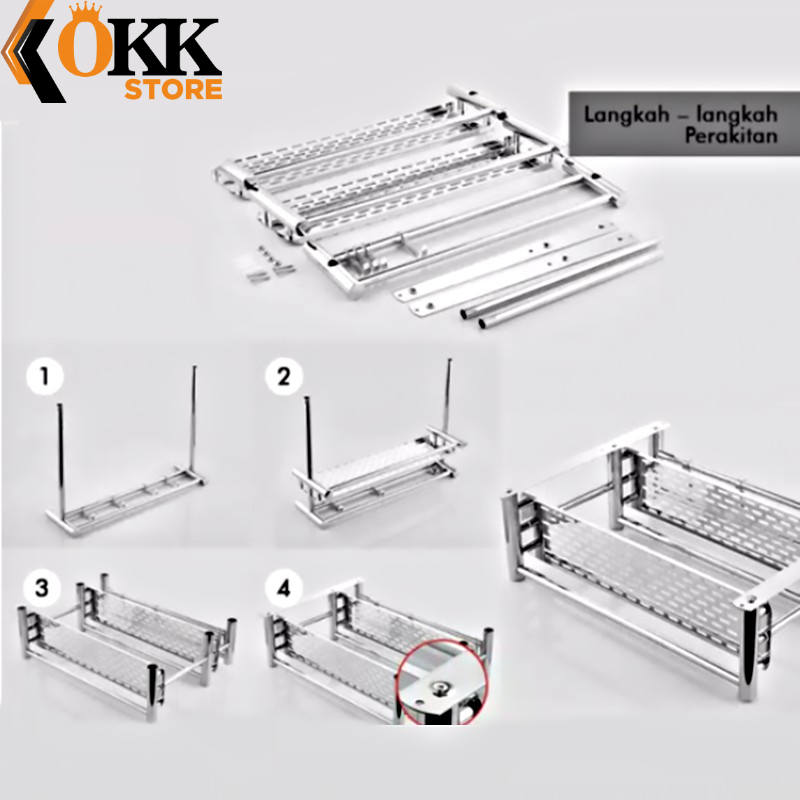 OKK Rak Kamar Mandi Rak Toilet Rak WC 3 Tingkat Gantung Rak Dapur Stainless Steel Rak Toilet Minimalis