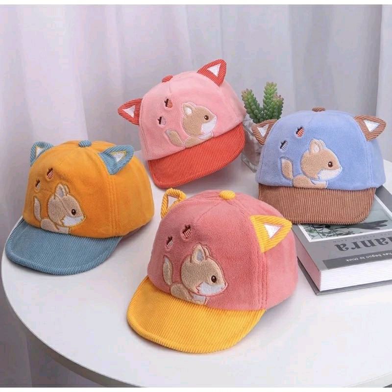 ♥BabyYank♥ Topi Fashion Bayi Model Baseball Gambar Rubah FOX PEANUT - COOKIE BEAR Baby Hat Cool Style