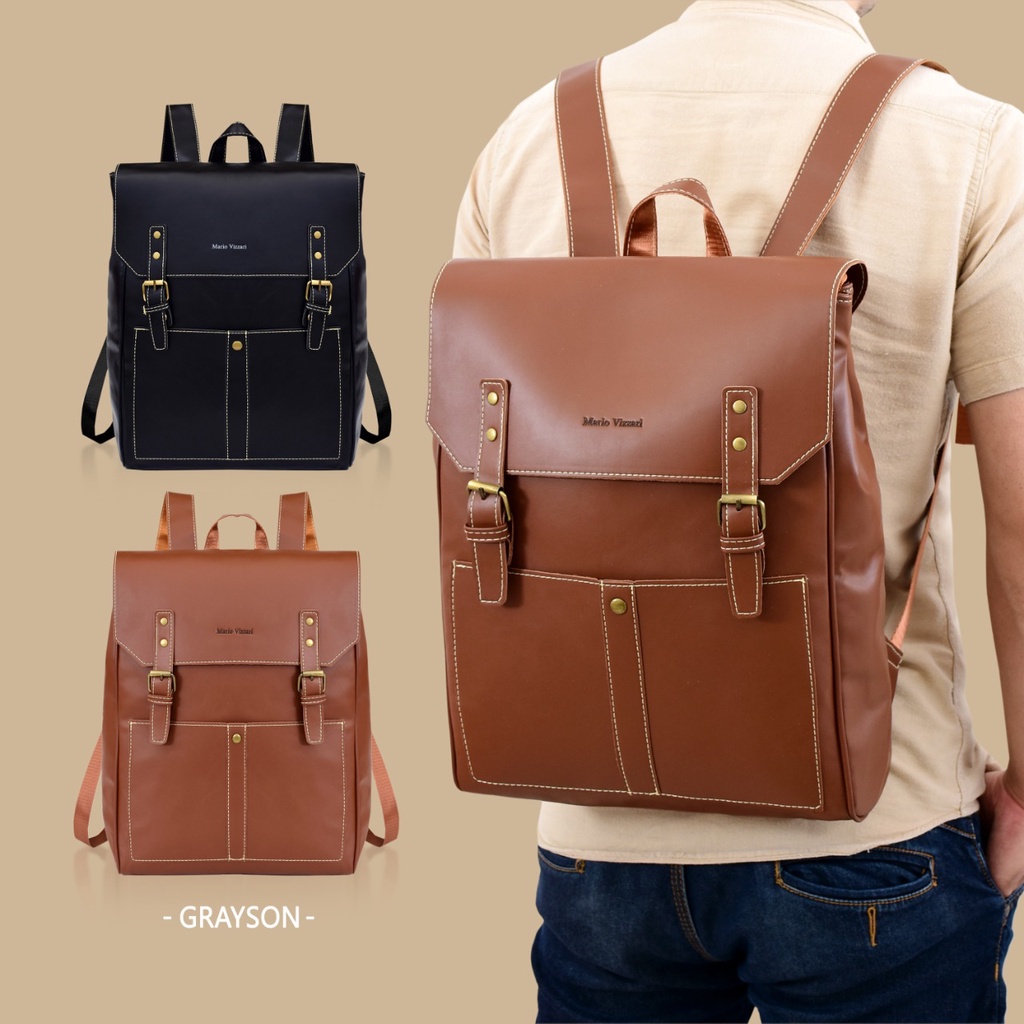 Tas Ransel Pria Kulit Mario Vizzari Grayson (760) - Laptop