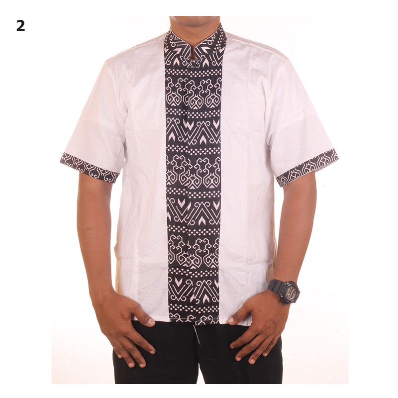 Baju Koko Kombinasi Batik Ridho Motif Random