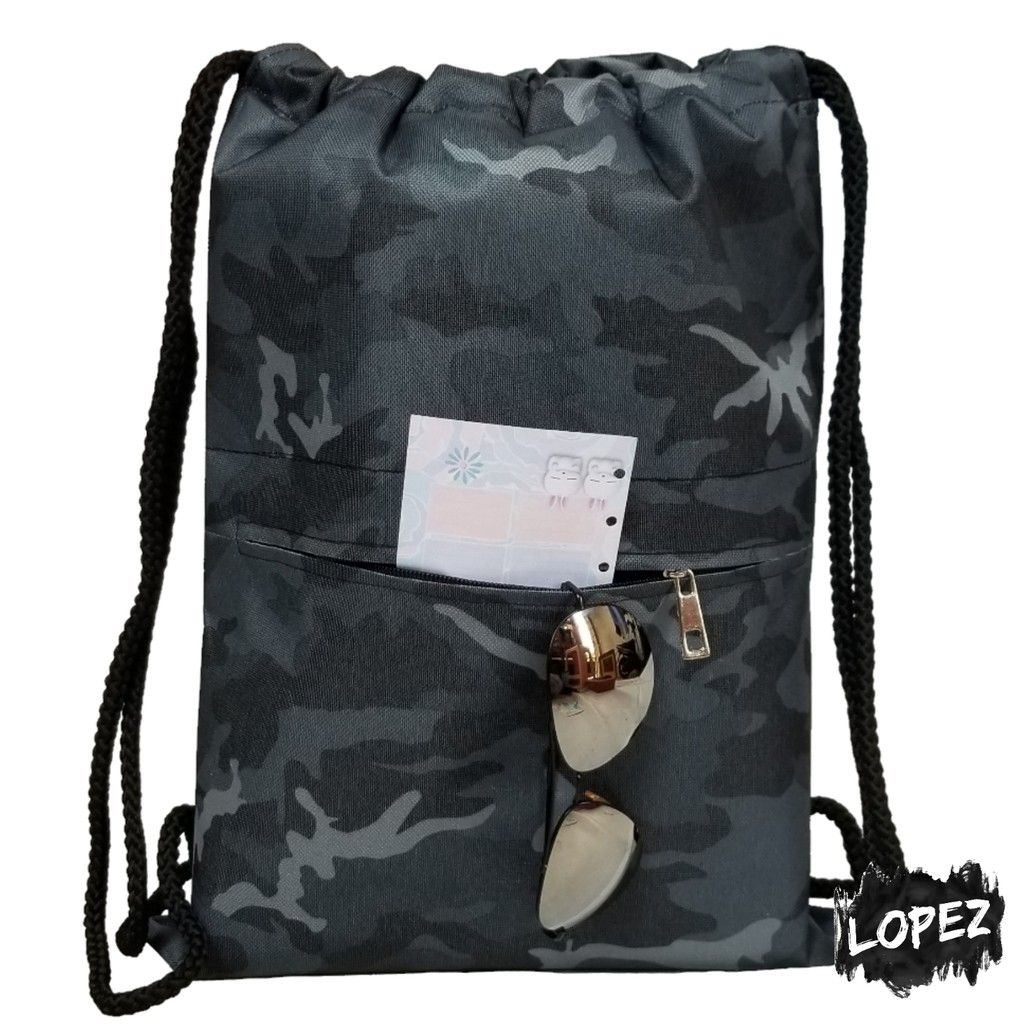 String Bag Army US / Drawstringbag Pixel Tentara / Tas Serut Marine Parachute Lopez