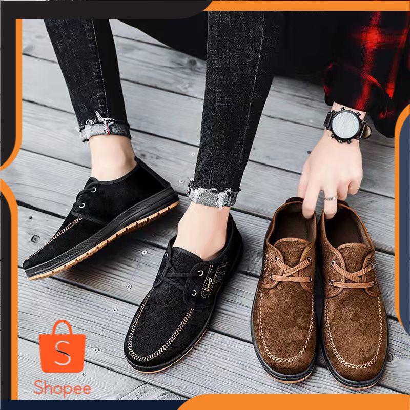 Beijing Kain Sepatu Pria Casual Renda Kain Sepatu Kanvas Sepatu Middle-Aged  Orang Tua Berjalan Sepa