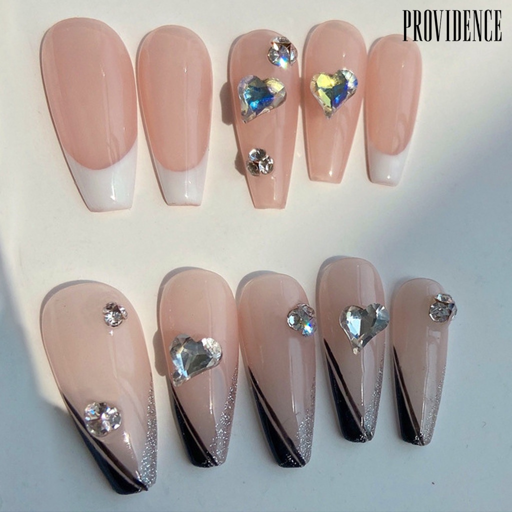 Providence 50Pcs / Set Hiasan Kuku 3D Bentuk Hati Bahan Kaca Untuk Dekorasi Nail Art / Manicure