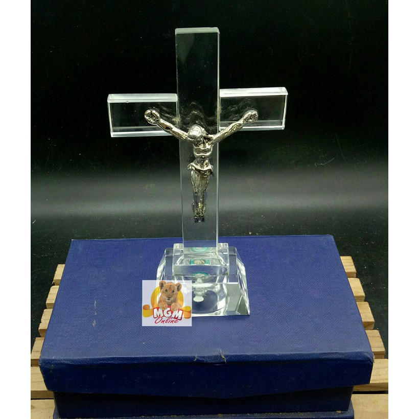 15CM Souvenir Vatican Kristal Salib Yesus Oleh-oleh Vatikan Cross A6