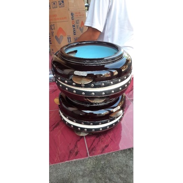 Rebana Hadroh model Jepara  kayu mangga ukuran 30 kencer kuningan