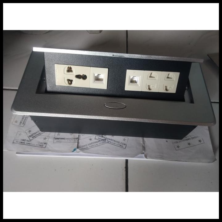 Table Top Power Socket Colokan Listrik Tanam 3 Stop Kontak Lan Lin 585