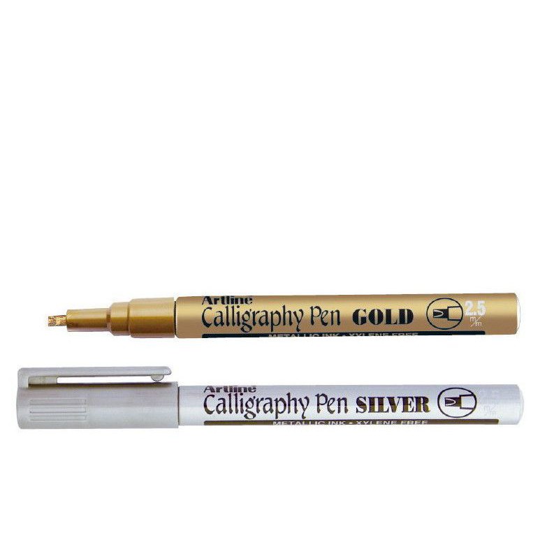 Artline Calligraphy Pen Gold And Silver Ek 993 2 5mm Shopee Indonesia