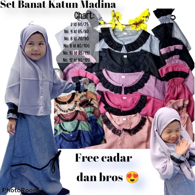 GAMIS SET BANAT / GAMIS SET ANAK RENDA KATUN MADINA FREE CADAR DAN CADAR BISA COD (BISA UNTUK COUPLE