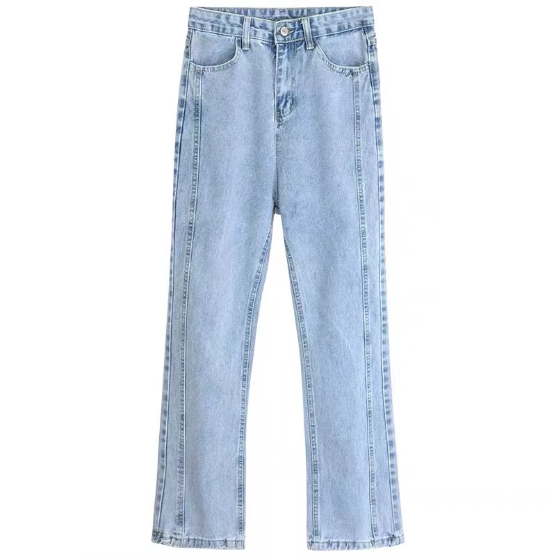 Korean style straight leg  loose light blue jeans