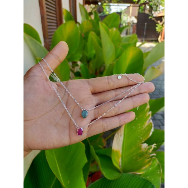 kalung perak permata