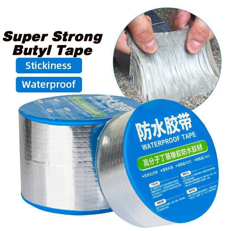 READY 10CM X 5METER Aluminium Foil Butyl Rubber Waterproof Tape / Lakban original super murah