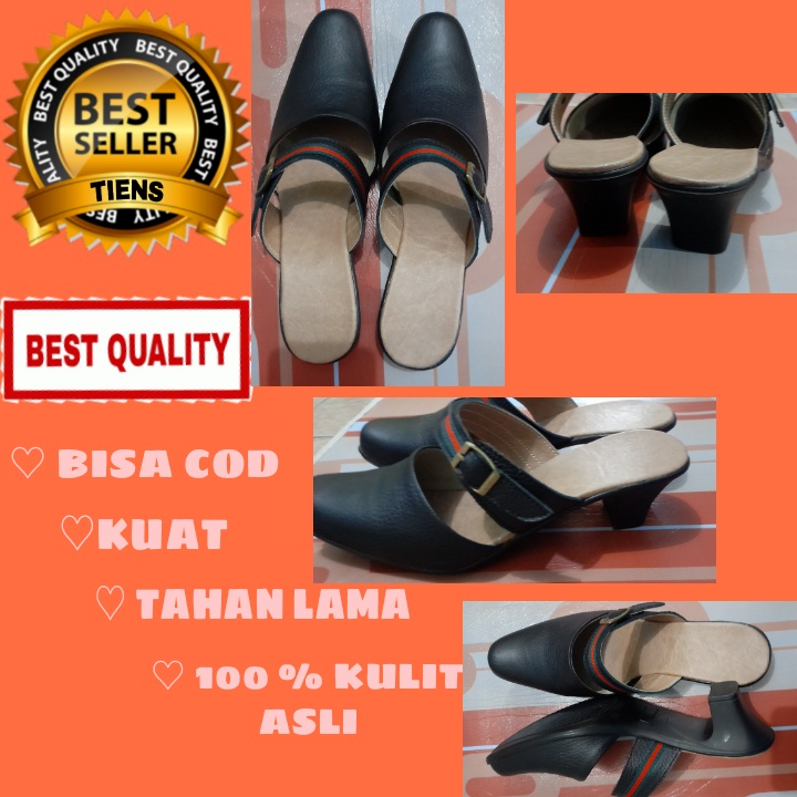 Sandal Wanita Heels Kulit Sapi Asli Garut Sukaregang