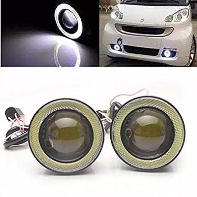 Isi 2 Lampu Foglamp Mobil Cob Bemper Angel Eyes 89Mm Foglight Fog Lamp