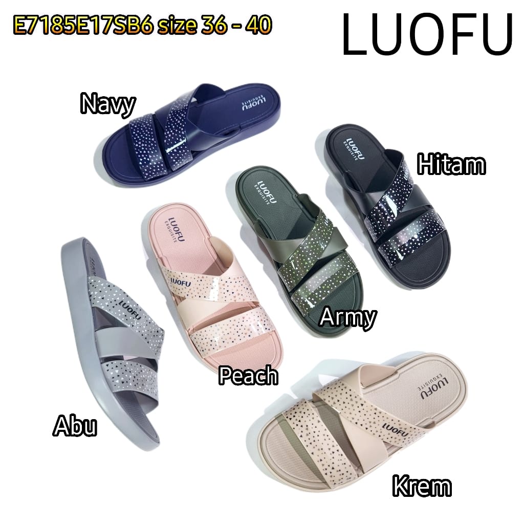 LUOFU ORIGINAL jelly sandal karet empuk murah wanita slop import sendal cewek selop E7185E17SB6