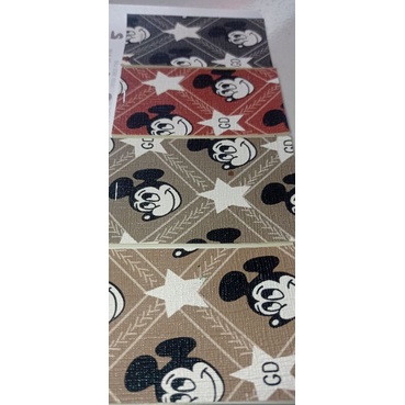 Bahan Kulit Imitasi/Kulit Sintetis/Semi kulit PU tipis meteran motif Mickey
