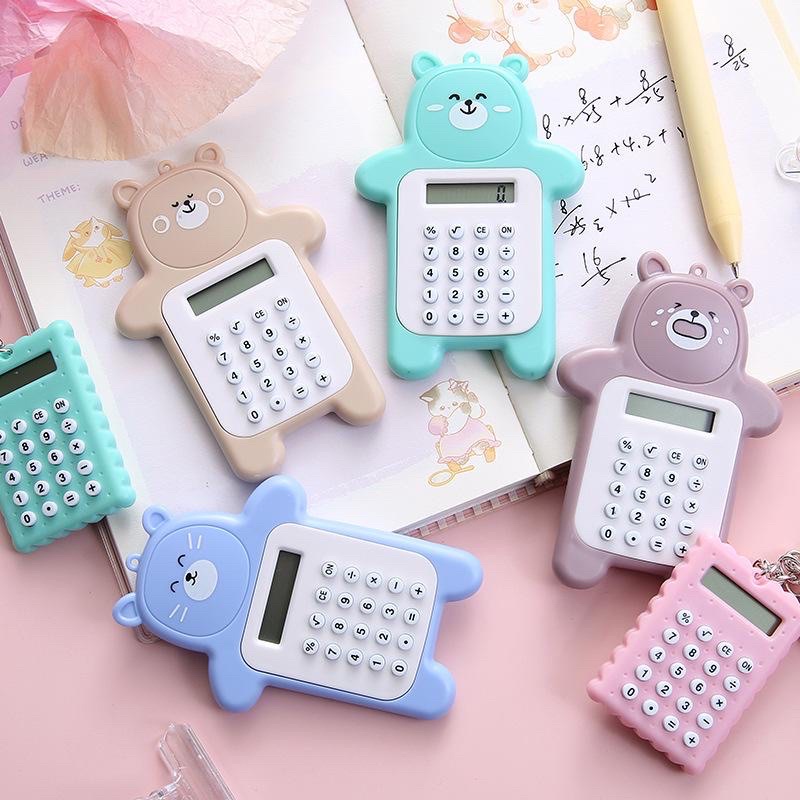 AZ Kalkulator 8 Digit Mini Portable/Motif Beruang Tombol Karet/Sekolah/Stationary Import