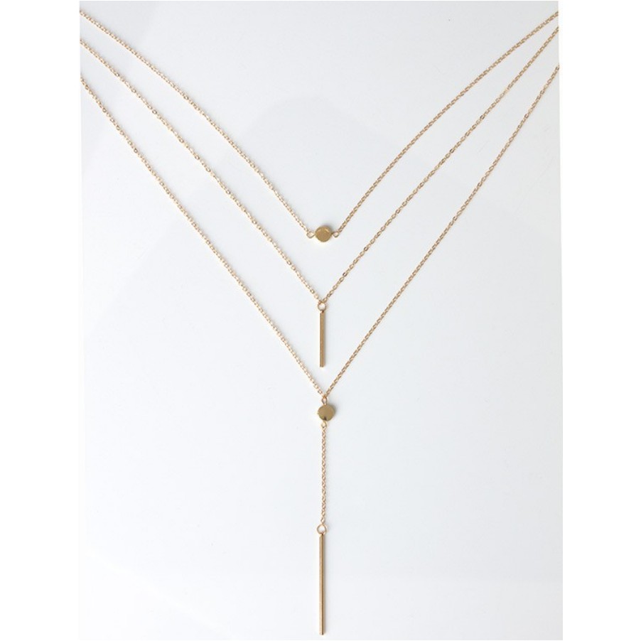 Kalung Multilayer Aksesoris Vintage Korea Fashion Triple Layer / 3 Layer Dangle Dalika Acc